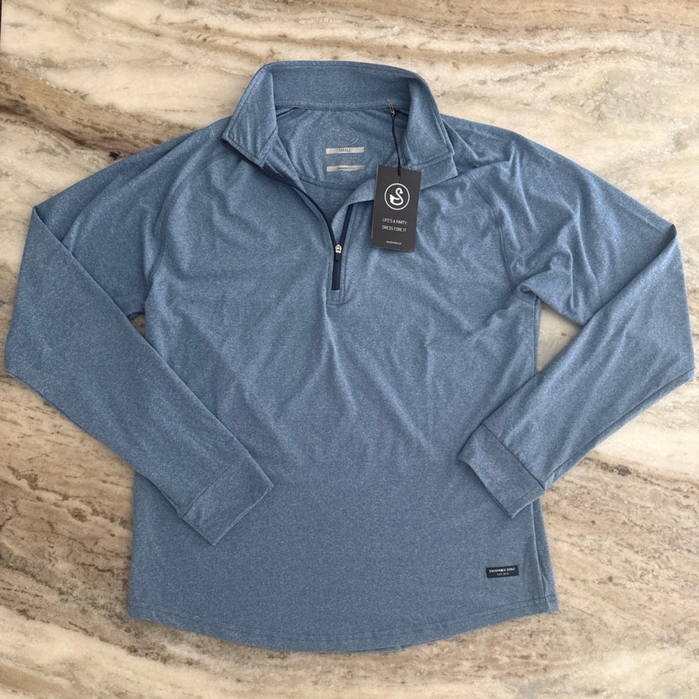 NWT Swannies Golf Hayes Half Zip Sweater Pullover Blue Heather Small (S)